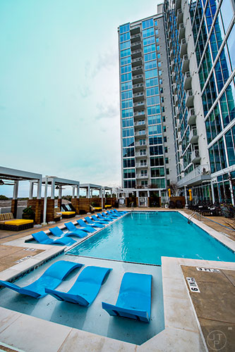 The outdoor pool on the eighth floor at The High Rise at Post Alexander in Buckhead.