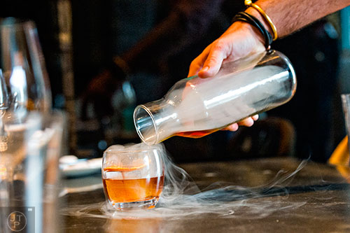 Drift Fish House & Oyster Bar serves up the smoked old fashioned.