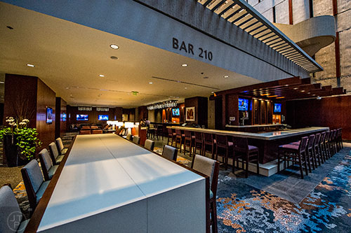 Bar 210 inside the lobby of the Westin Peachtree Plaza in Atlanta.