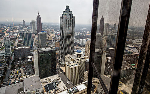 A view of Atlanta from the 64th floor of the Westin Peachtree Plaza.