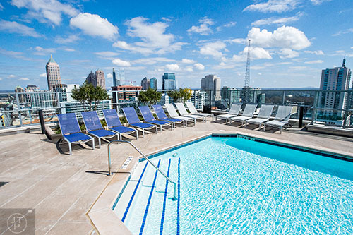 The pool terrace on the 25th floor at Square on Fifth.