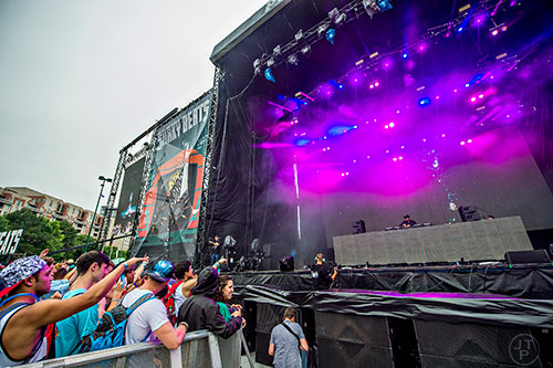 Jai Wolf performs during the first day of the Shaky Beats Music Festival at Centennial Olympic Park in Atlanta on Friday, May 20, 2016. 