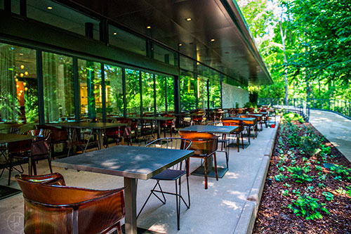 The outdoor patio at Linton's gives views of the Atlanta Botanical Gardens and is perfect for people watching.