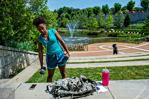 Raquel Grant works out at Historic Fourth Ward Park.