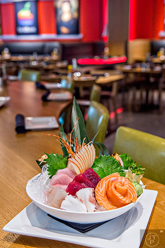 Cowfish serves up the Chef's Deluxe, 15 pieces of fresh tuna, salmon, yellowtail, red bream, ell, shrimp, lobster salad and octopus.