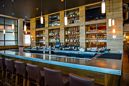The bar is one of the first things you see as you walk through the front doors at Noble Fin.