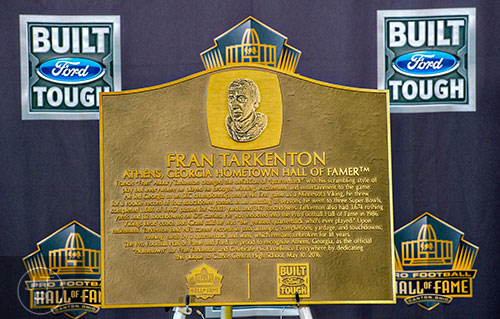 The plaque presented by Fran Tarkenton to his alma mater.