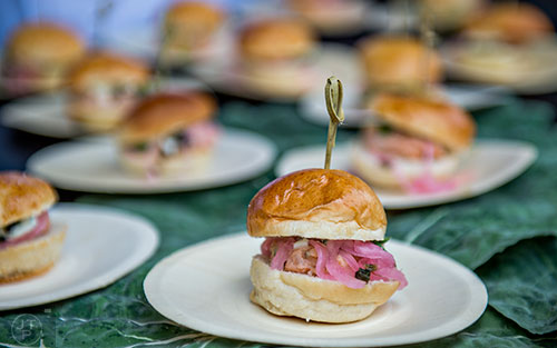 Photo: Jonathan Phillips    Smoked trout sliders at the tasting tents in Piedmont Park during the Atlanta Food & Wine Festival on Sunday.