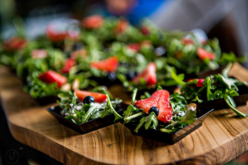 Strawberry summer salad from the chefs at Wind Creek Casino and Resort at the tasting tents in Piedmont Park during the Atlanta Food & Wine Festival on Sunday.