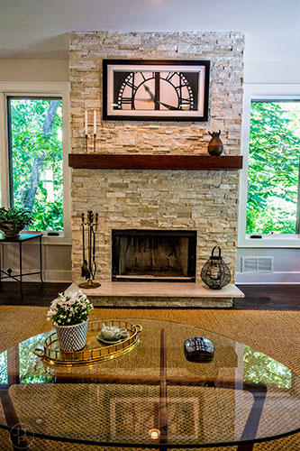 The fire place in the living room at the Collier home, part of the Modern Atlanta Home Tour this year.