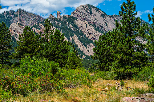 Devil's Thumb can be seen with Bear Peak in the background along Homestead Trail outside of Boulder, Colorado on Wednesday, July 20, 2016.