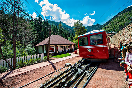 The train pulls into the Manitou Springs Station on Sunday, August 21, 2016.
