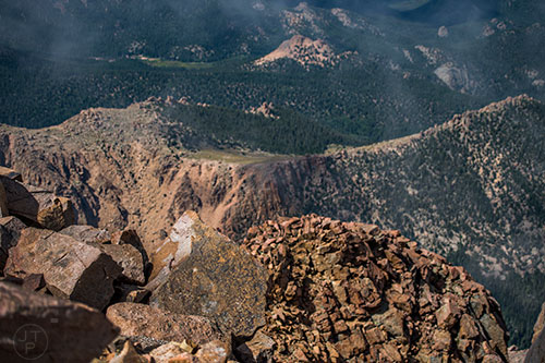 A view form the summit, 14, 115 feet, of Pikes Peak on Sunday, August 21, 2016.