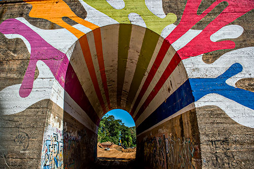 Graffiti on and through the Lucile Ave. bridge as construction continues on the Atlanta Beltline's Westside Trail.