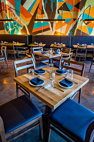 The main dining room at Double Zero in Emory Village.