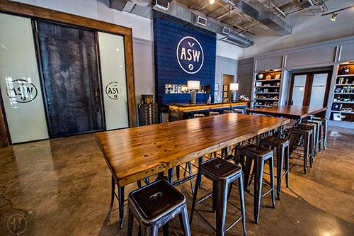 The tasting room at American Spirit Whiskey Distillery in Atlanta.