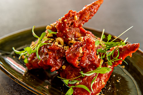Char serves up the Korean Fried Chicken in a sweet and spicy sauce.