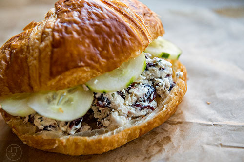 Cafe + Velo serves up the Colnago crandwich with goat cheese, cranberries, cucumber and walnuts.