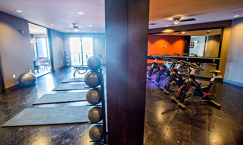 The yoga and spin studio at Station R in Atlanta.