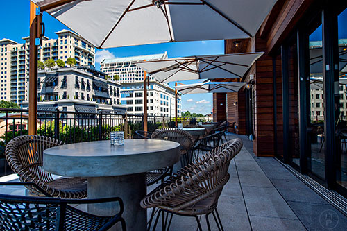 The outdoor seating available at The Regent Cocktail Club on the third floor at American Cut in Buckhead.