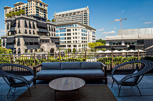 The outdoor seating at The Regent Cocktail Club on the third floor at American Cut in Buckhead.
